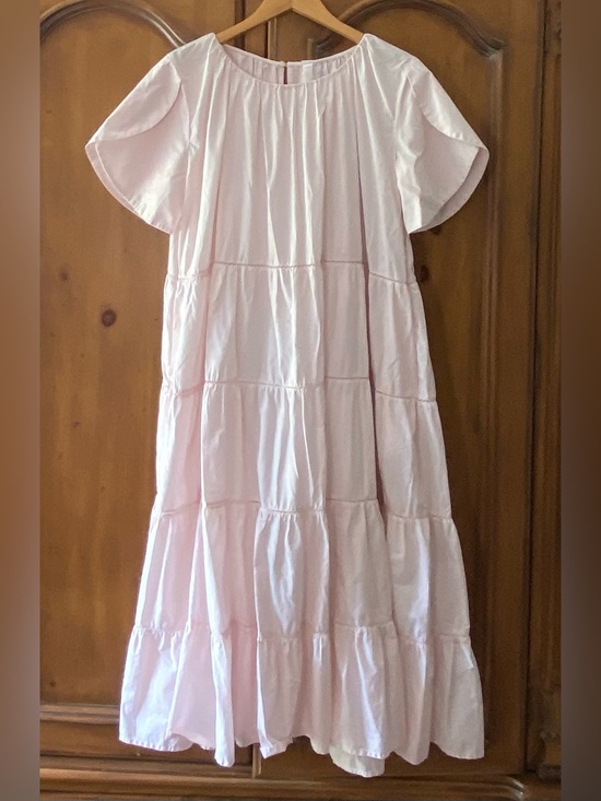 Merlette Dresses & Skirts - Merlette Tent Midi Dress Solid Tiered Pink Dress Bateau Sleeves Size Small
